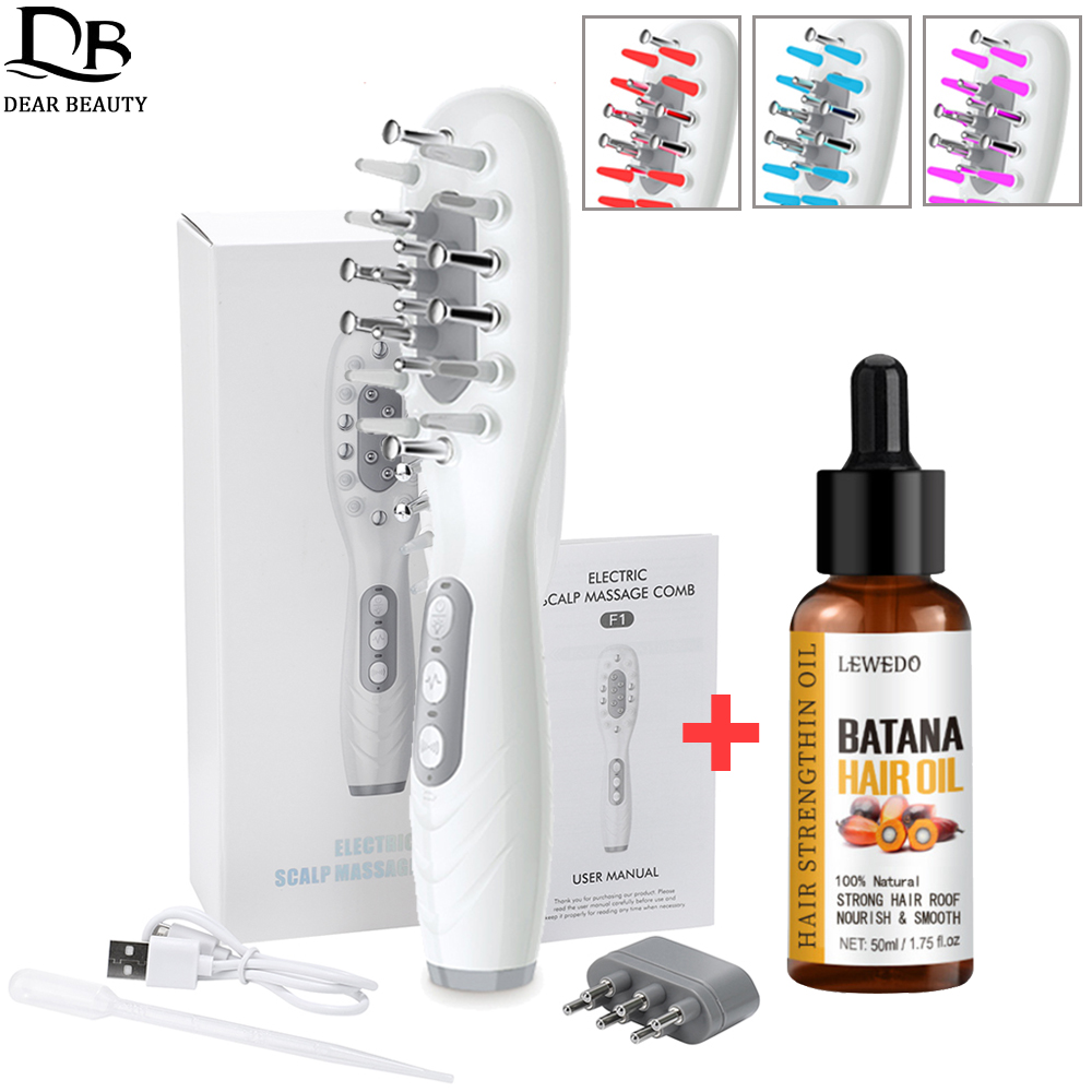Scalp Massager Electric - Elektrische hoofdhuidmassagekam + anti-haaruitval Batana-olie Vloeibare