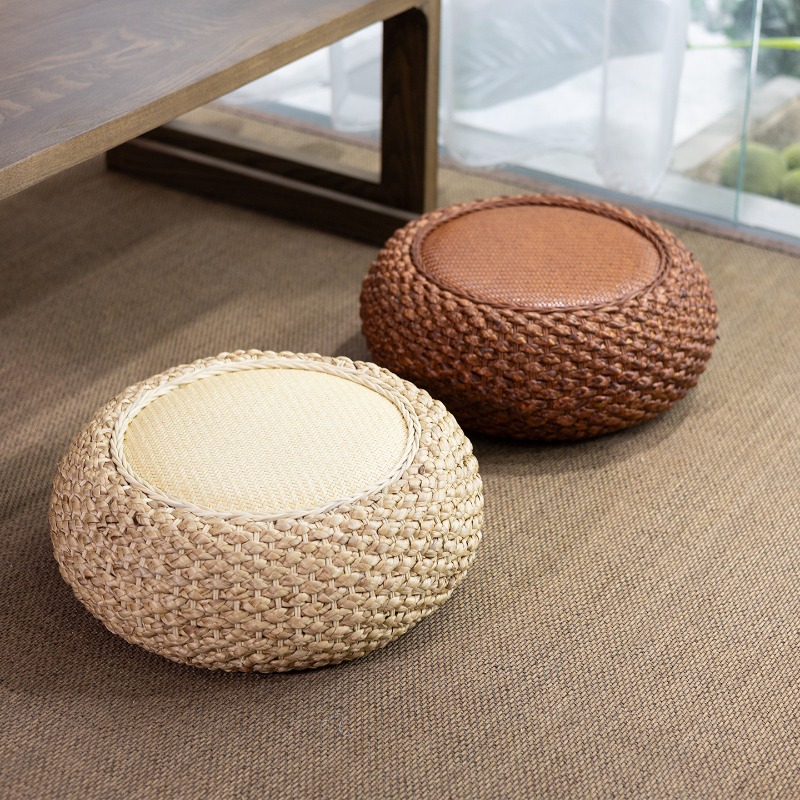 Meditation Cushion Zafu - Rattan ronde vloerkussen - Tatami meditatiemat