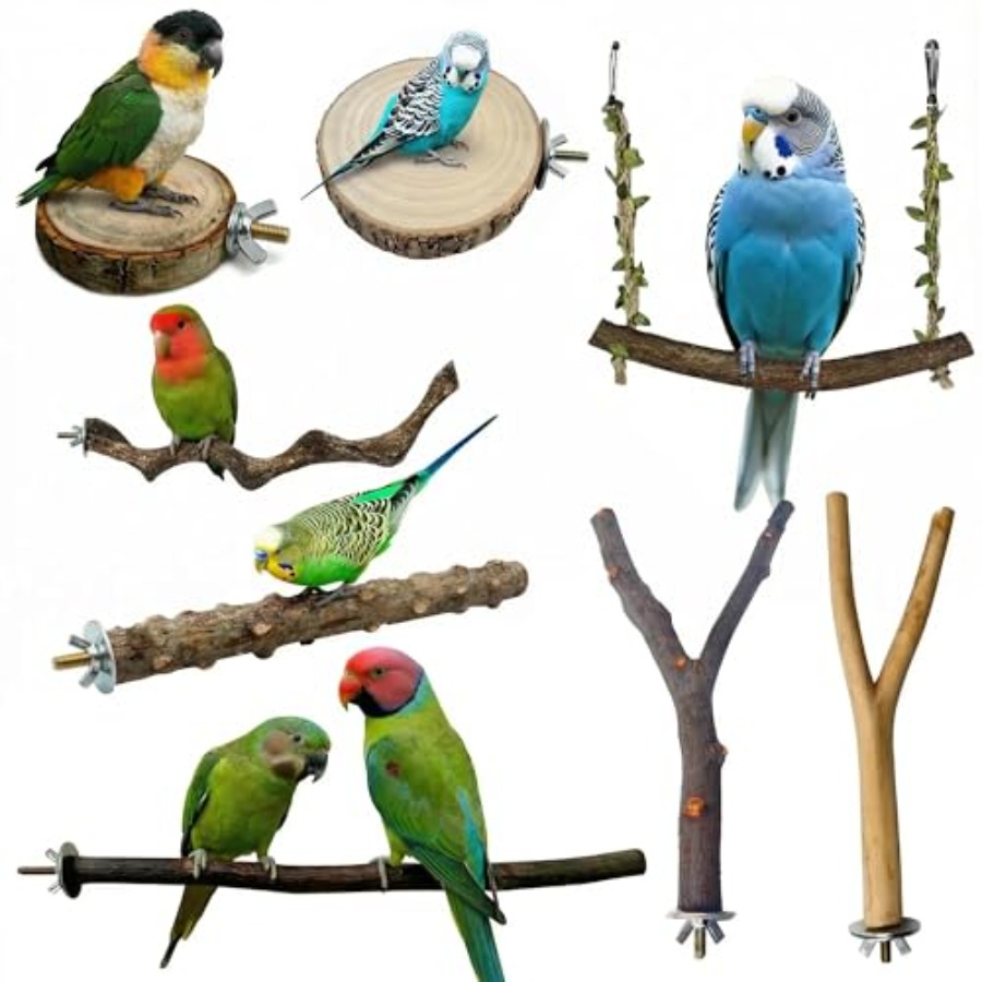 Health & Wellness Pay - 8 stuks natuurlijke houten vogelzitstokken voor