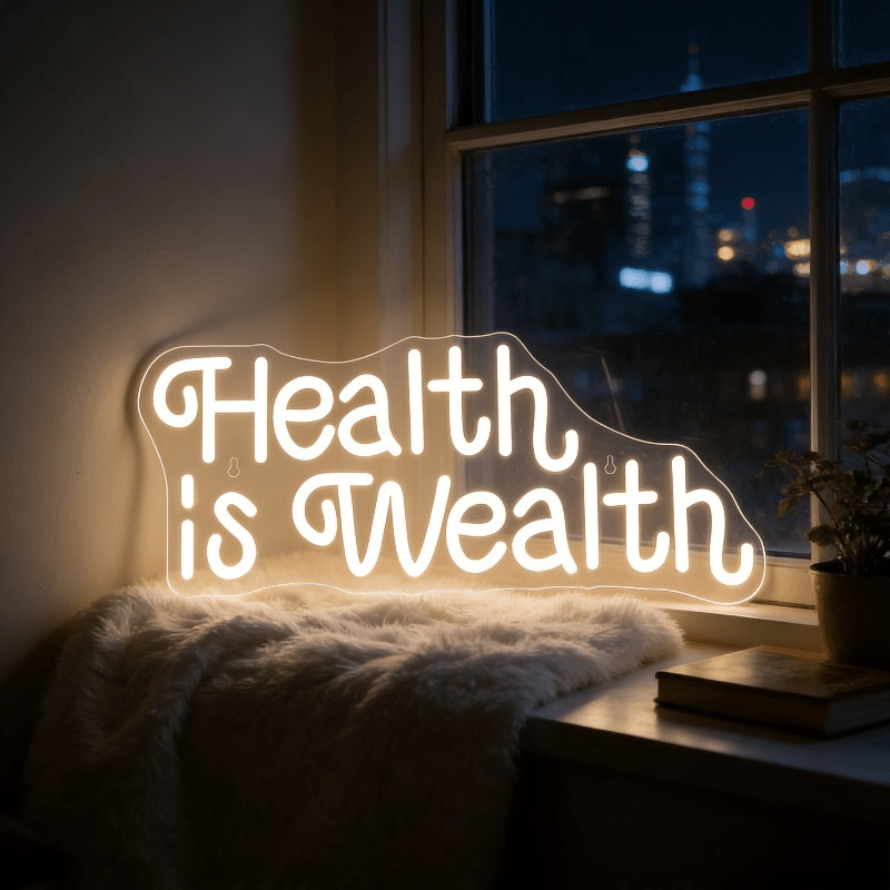 Health Wellness And Lifestyle - Gezondheid is Welvaart Neonbord LED Marquee