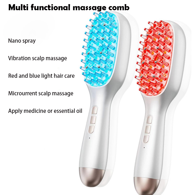 Scalp Massager Electric - Elektrische Spray Massage Kam Rood Blauw